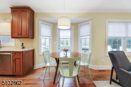 Eat-in breakfast area with bay window and chandelier, direct access to deck and backyard, mudroom and direct access to attached garage and open concept to the Family Room