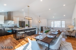 Perfectly situated, the dining room adjoins the kitchen and living room making parties and dinners a snap.