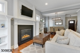 With gas fireplace and custom built-ins.