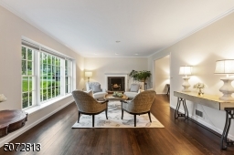 Light and bright living room with fireplace