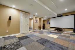With home theater (Projector, screen & speakers).