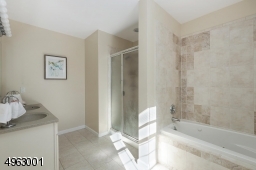 with a spa-like air-jetted tub, separate shower,