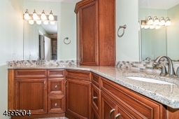 Beautiful custom cabinetry and double sinks.