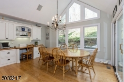 Built in office area in EIK with French doors opening to deck