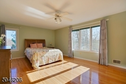 Master suite with walk in closet, full bath and ceiling fan.