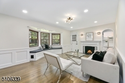 With a wood-burning fireplace and built-ins