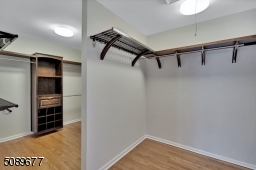 The oversized walk-in closets have beautiful mahogany built-ins.