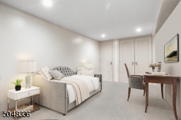 Home Office featuring wall-to-wall carpeting and two closets and recessed lights