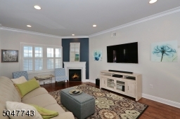 Gas fireplace and plantation shutters