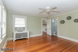 Beautiful hardwood flooring; ceiling fan