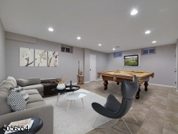 Virtually staged recreation room