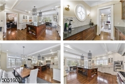 Gourmet Chef's range, Dacor wall oven, Sub-Zero refrigerator, built-in microwave, granite counters, marble tile backsplash, recessed lights, under counter lighting, built-in speakers. Island w/ seating for 3.