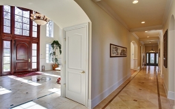 Elegant details of woodwork with custom coffered ceiling