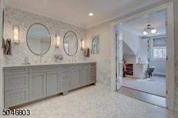 Custom Double Sink Vanity and Rain Shower