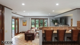 Breakfast counter overlooks family room