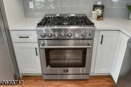 Professional grade range and exhaust hood.