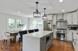 Center waterfall style island. Recessed lighting with dimmer.