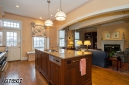 The chef is part of the party n this open concept.  Note the back door leads to the parking lot / garages for easy in and out.  Walk in pantry out of view.