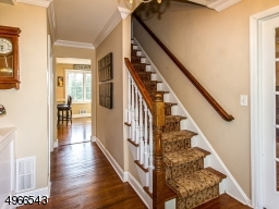 On the right of the foyer are French Doors leading to family room