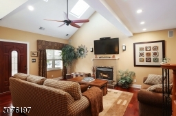 skylights, cathedral ceilings, gas fireplace, wood floors