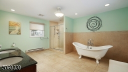 luxury bathroom , spray shower and dual vanity.