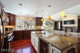 Gourmet Kitchen with top appliances and large center island with beverage cooler.