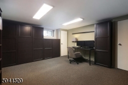Home office space in the finished, walk-out ground level.
